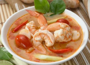 The soup Tom Yam with prawns